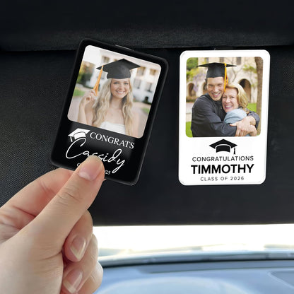 Personalized Car Visor Photo Clip – Custom Acrylic Picture Holder with Text, Gift for Dad, Mom, Husband, Wife, or Girlfriend