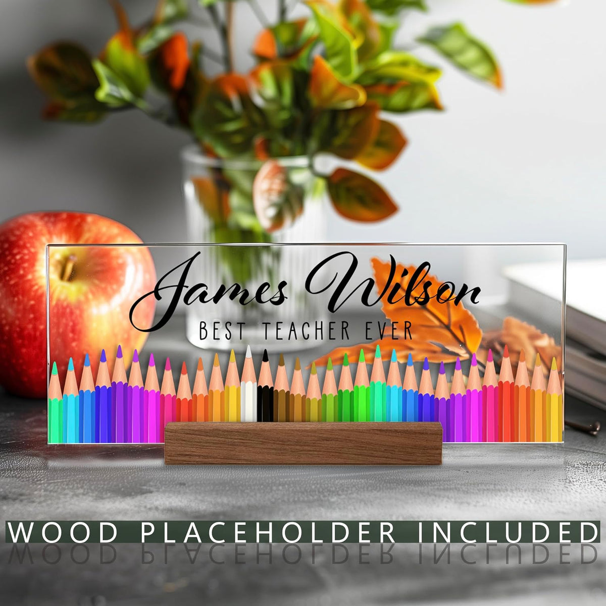 Personalized Teacher Nameplate with Name, Custom Acrylic Desk Decor Gift