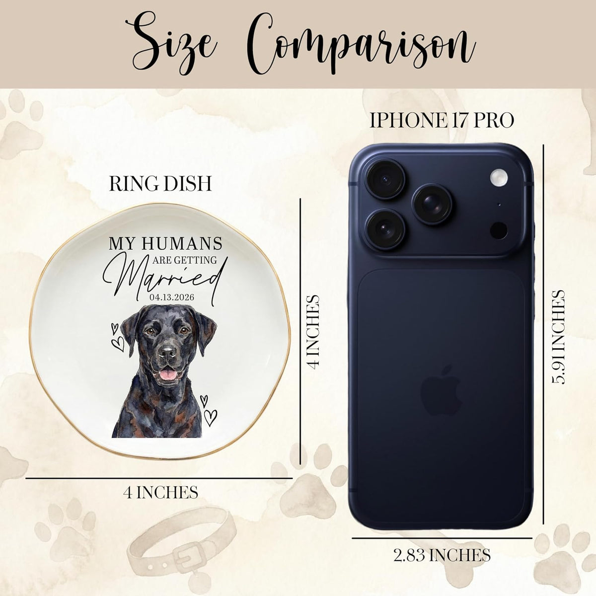 Engagement Ring Dish, Personalized Wedding Ring Holder with Pet Portrait, My Humans Are Getting Married Date Dish, Proposal Gift for Couple, Bridal Shower Decor, Valentine’s Day Anniversary