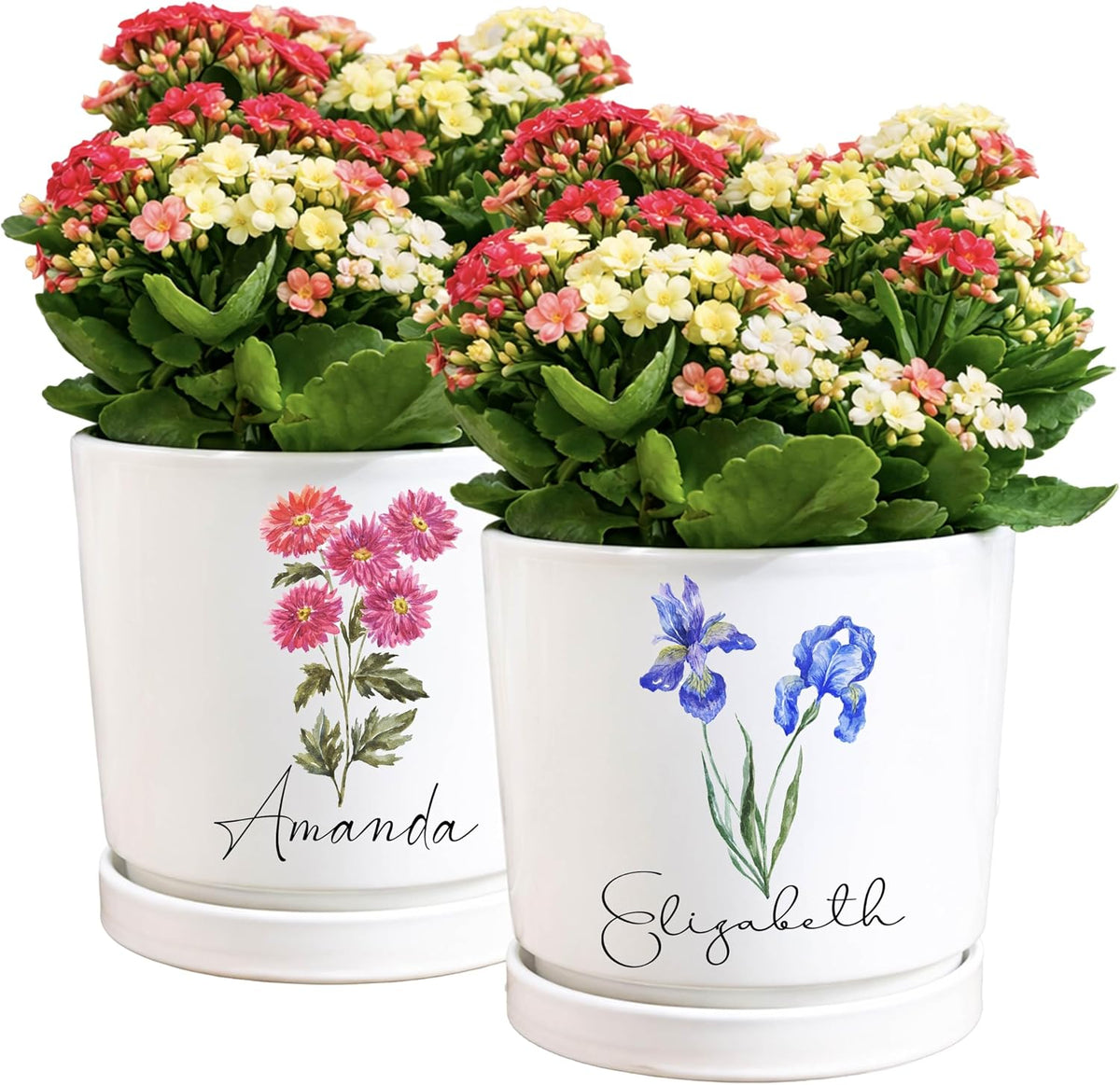Zexpa Apparel Personalized Flower Pot for Grandma, Mom or Nana, Custom Birth Month Flower Planter with Names, Unique, Mother’s Day, Birthday or Holiday Present, Ceramic Pot