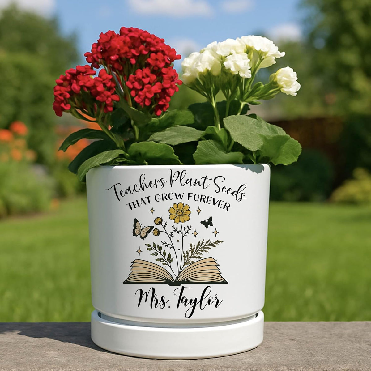 Zexpa Apparel Personalized Flower Pot for Grandma, Mom or Nana, Custom Birth Month Flower Planter with Names, Unique, Mother’s Day, Birthday or Holiday Present, Ceramic Pot