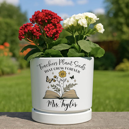Zexpa Apparel Personalized Flower Pot for Grandma, Mom or Nana, Custom Birth Month Flower Planter with Names, Unique, Mother’s Day, Birthday or Holiday Present, Ceramic Pot