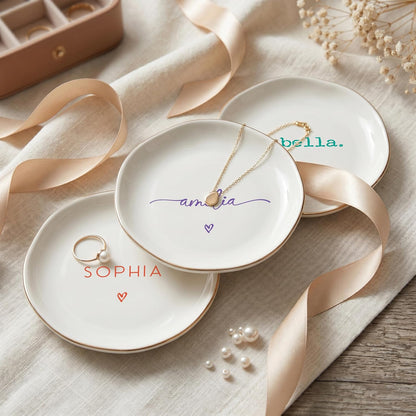 Personalized Ring Dish with Name, Custom Jewelry Tray Gift for Women, Bridesmaids, Mom, Grandma, or Best Friends