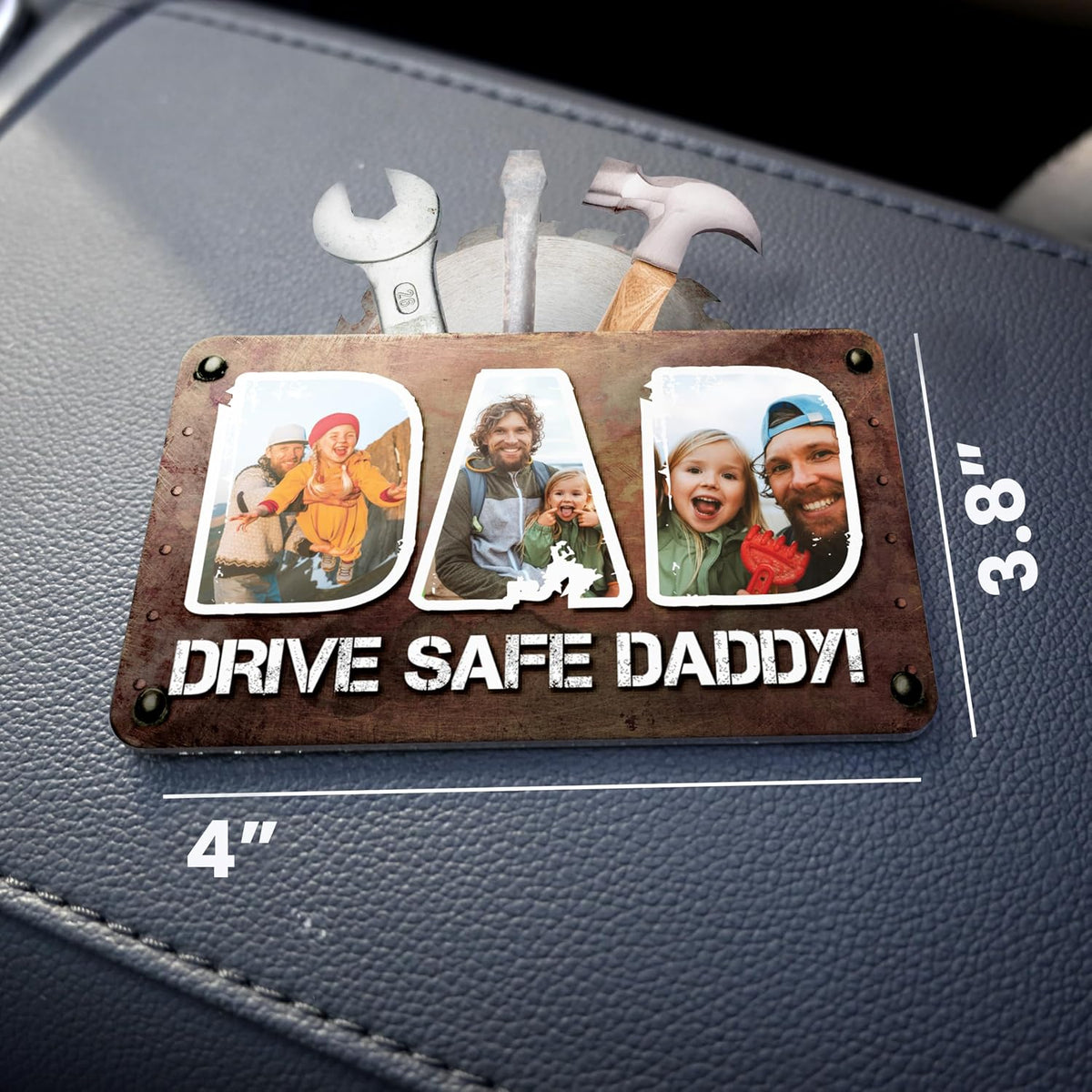 Personalized Cowboy Horseshoe Car Visor Clip – Custom Photo & Message Gift for Dad – Drive Safe Daddy – Cute Father’s Day Car Accessory from Kids – Best Dad Ever