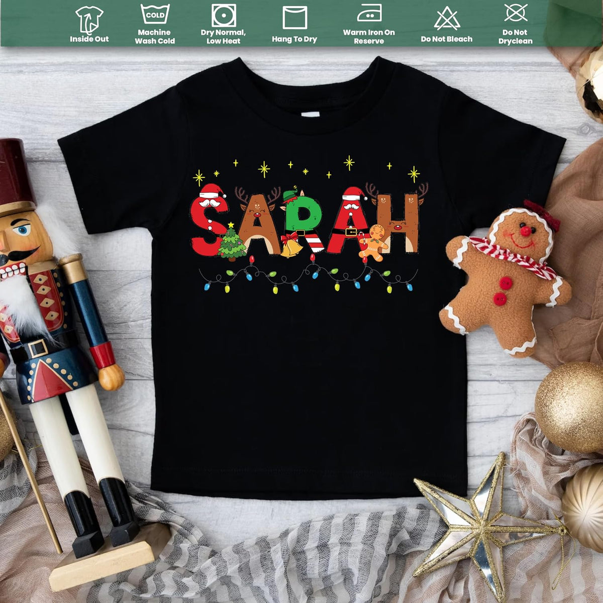 Personalized Christmas Youth T-Shirt, Custom Xmas Holiday Outfit White