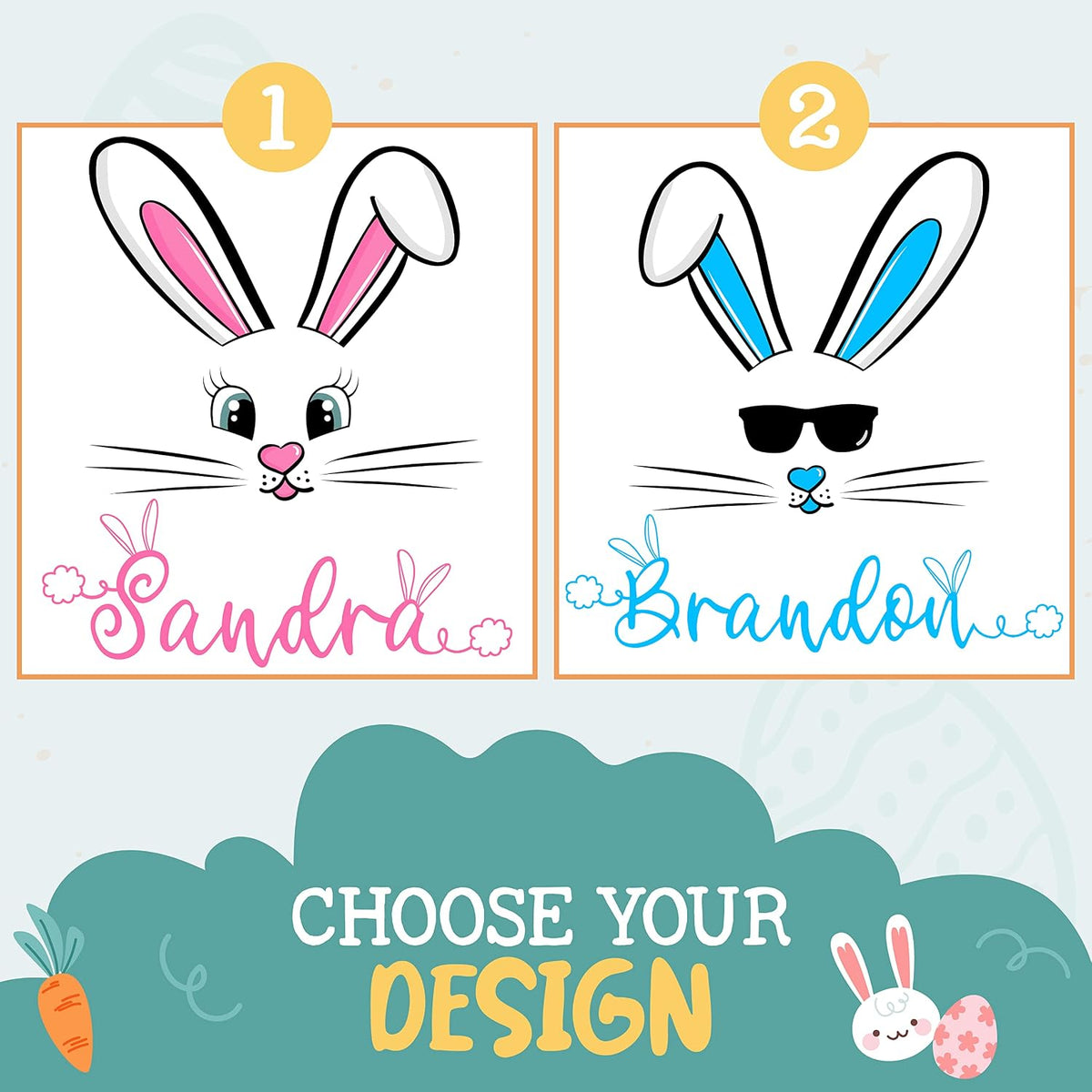 Personalized Easter Bunny Tote Bag with Name, Custom Egg Hunt Gift