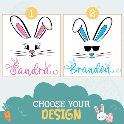 Personalized Easter Bunny Tote Bag with Name, Custom Egg Hunt Gift