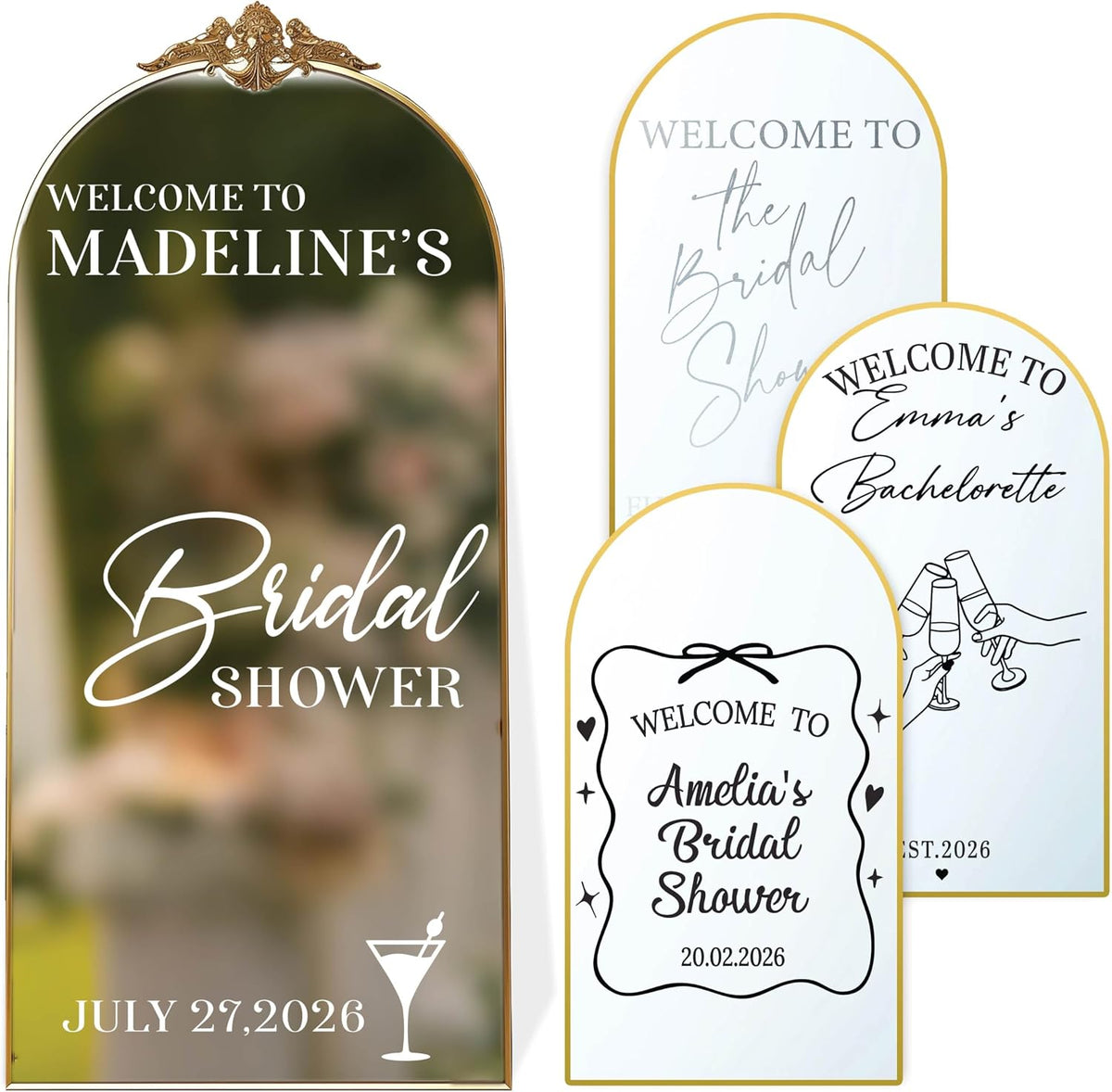Personalized DIY Wedding Mirror Welcome Sign Decal - Custom Vinyl Sticker with Bride & Groom Names - Elegant Lettering for Bridal Shower, Reception Wall Decor, Event Signage