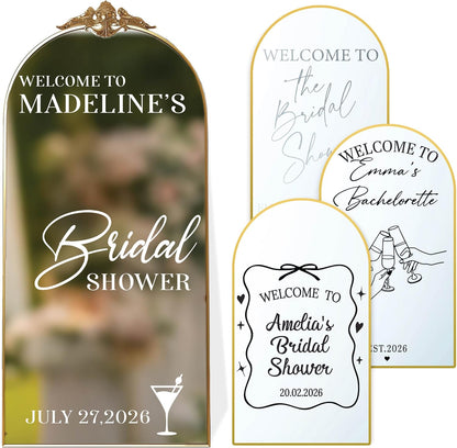 Personalized DIY Wedding Mirror Welcome Sign Decal - Custom Vinyl Sticker with Bride & Groom Names - Elegant Lettering for Bridal Shower, Reception Wall Decor, Event Signage