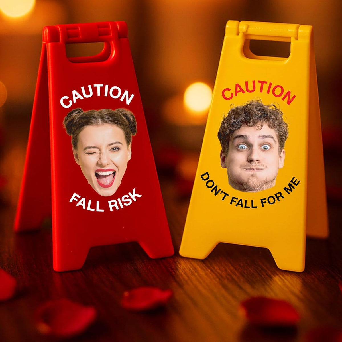 Personalized Mini Caution Sign, Custom Funny Desk Sign with Your Photo & Text, Unique Gift for Friends, Coworkers, Boyfriend, Girlfriend, Cute Acrylic Decoration for Office, Home, or Gag Gift
