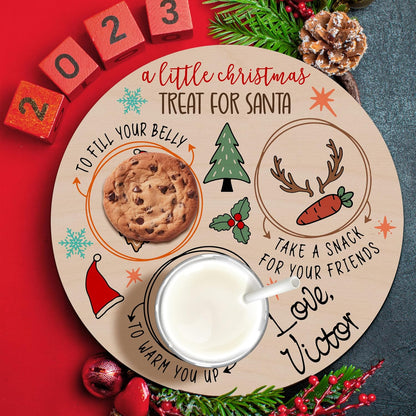 Personalized Christmas Cookie Tray for Santa, Custom Wooden Xmas Decoration