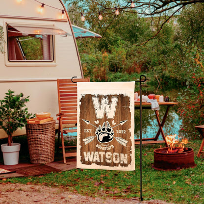Personalized Camping Garden Flag with Family Name, Custom Double Sided Flag