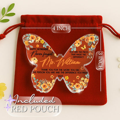 Retirement Gift for Women & Men – Personalized Butterfly Acrylic with Name – Thank You Gift for Coworkers, Teachers, Nurses & Bosses – Commemorate Years of Service & Christmas Office Decor Keepsake