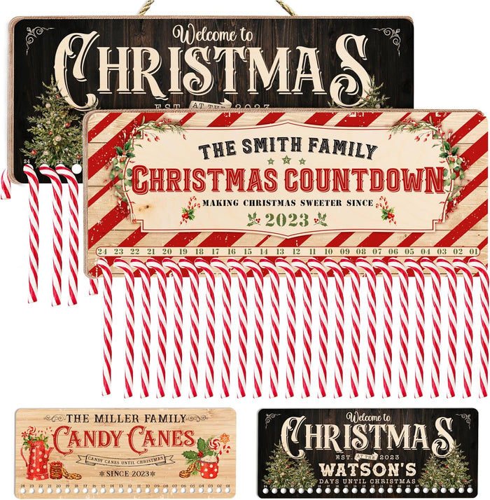 Personalized Christmas Countdown Wood Sign, Custom Advent Calendar Decor