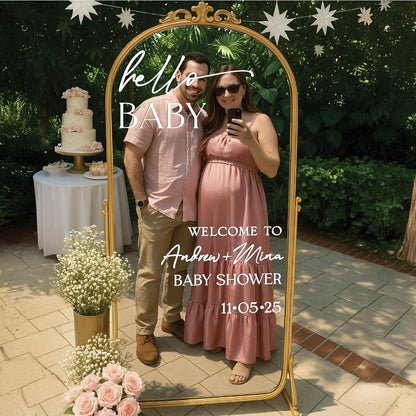 Personalized Welcome to Our Wedding Mirror Sign Decal DIY - Customized Bride and Groom Names - Lettering Elegant Happily Ever After Party Vinyl Sticker Wall Reception Decor