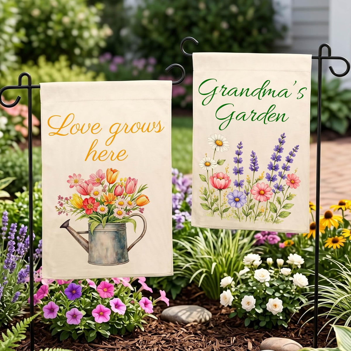 Personalized Camping Garden Flag 13x18 Inch Double Sided, Custom Family Name Welcome to Our Campsite Yard Flag