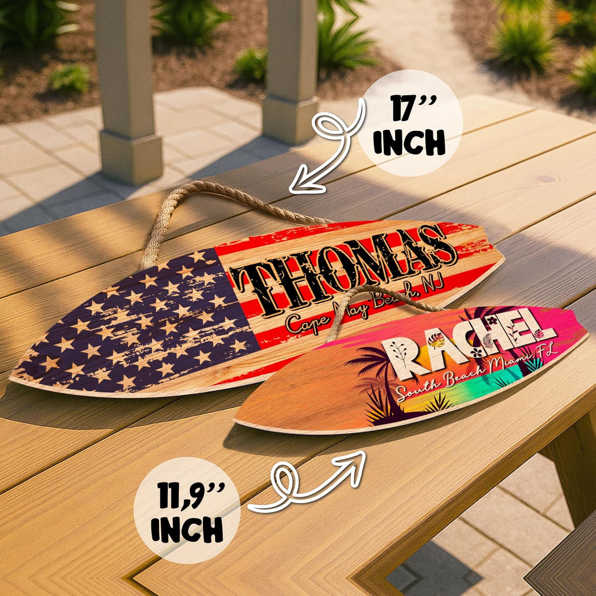 Personalized Surfboard Wood Sign with Name, Custom Beach House Decor Gift