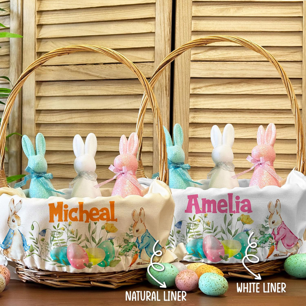 Personalized Easter Basket Liner with Custom Name – Easter Basket Essentials for Holiday, Egg Hunt & Gift Baskets – Customizable Cover Only, Basket Not Included – Unique Gift for Girls, Boys and Kids