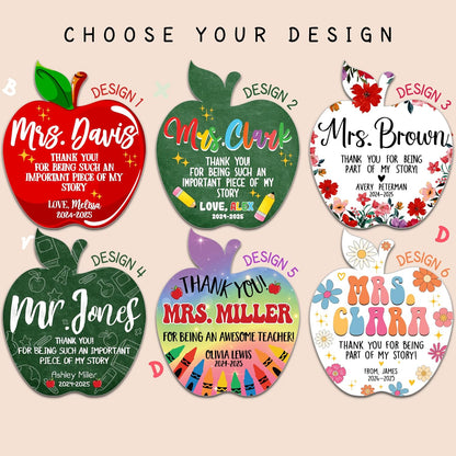 Personalized Teacher Apple Sign with Name, Custom Thank You Gift