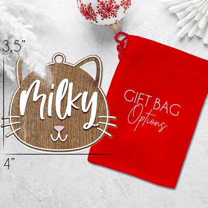 Personalized Cat Memorial Ornament - Customized Acrylic & Plywood Keepsake with Name - Forever Loved Gift for Cat Owners - Christmas Ornament for Kitty Lovers & Pet Remembrance