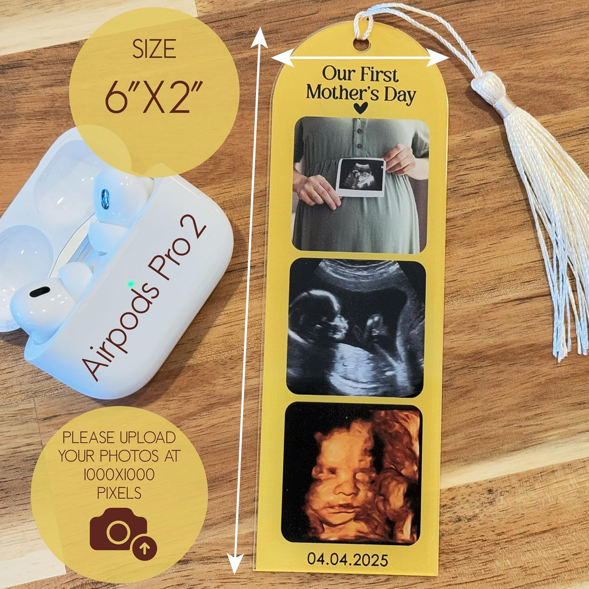 Personalized Photo Bookmark with Name, Custom 3-Photo Double-Sided Keepsake