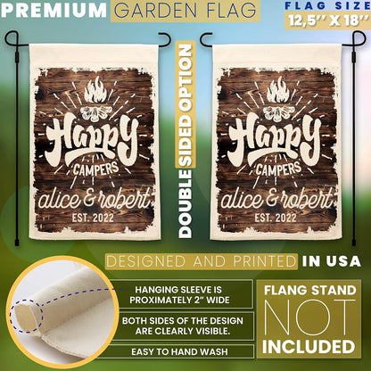 Personalized Camping Garden Flag with Family Name, Custom Double Sided Flag