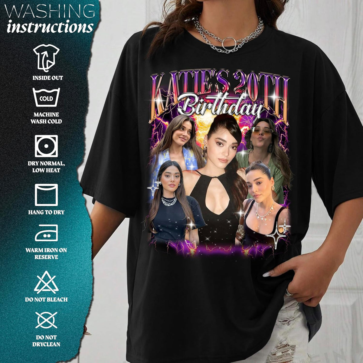 Customize Your Own Bootleg Rap Tee - Personalized Your Text and Face Photo - Custom Garphic Vintage Gift T-Shirts for Girlfriend & Boyfriend, Valentines Day, Christmas, Birthday Black