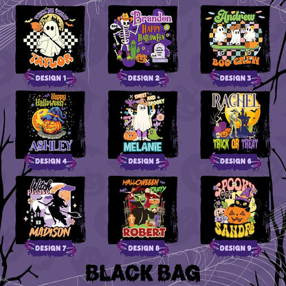 Personalized Halloween Canvas Tote Bag with Name, Custom Pumpkin Ghost Gift