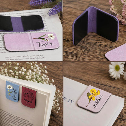 Personalized Magnetic Bookmark, Custom Floral Design, Gift for Book Lovers