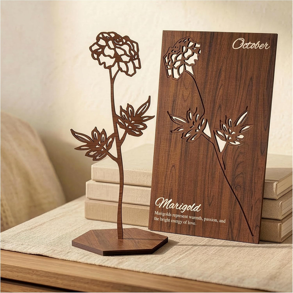 Birth Month Flower Wooden Decor, Grandma Mothers Day Gift for Mom Nana Gigi, Elegant Floral Home Decor, Birthday Christmas Gift