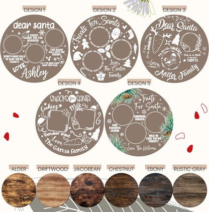 Personalized Christmas Santa Cookie Tray, Custom Wooden Xmas Plate