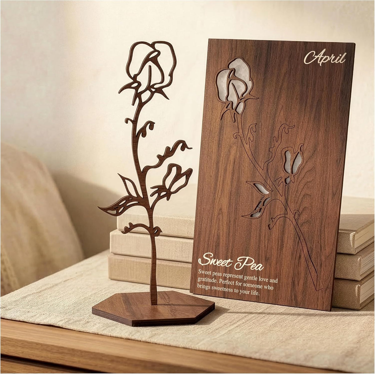 Birth Month Flower Wooden Decor, Grandma Mothers Day Gift for Mom Nana Gigi, Elegant Floral Home Decor, Birthday Christmas Gift