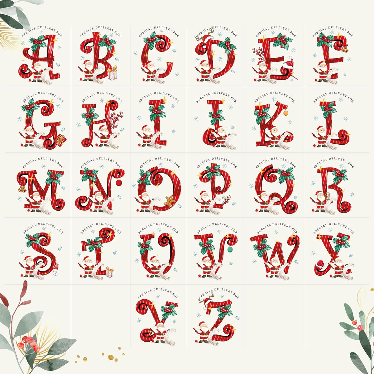 Custom White Christmas Stocking with Name & Initial - Personalize Holiday Stockings - Unique Christmas Decoration & Special Delivery Gift for Family, Friends, Mom, Dad & Loved Ones