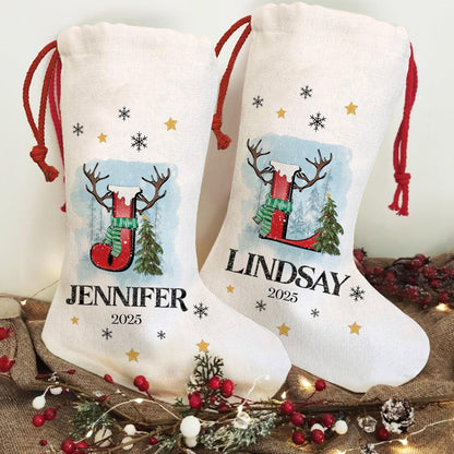 Zexpa Apparel Personalized White Christmas Stocking with Name & Initial - Custom Holiday Stockings for Unique Christmas Decoration - Delivery Gift Idea for Family, Friends, Mom, Dad & Loved Ones