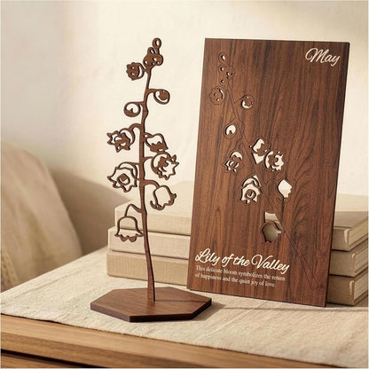 Birth Month Flower Wooden Decor, Grandma Mothers Day Gift for Mom Nana Gigi, Elegant Floral Home Decor, Birthday Christmas Gift