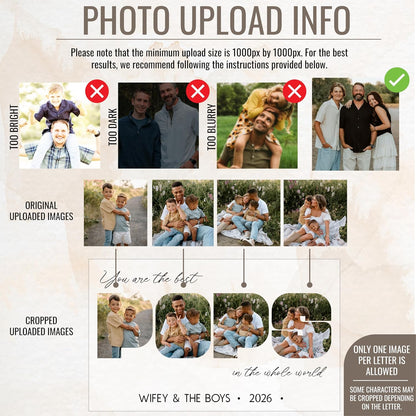 Personalized Father’s Day Present for Dad, Custom Photo Acrylic Plaque with LED Night Light Dad Picture Frame Gift