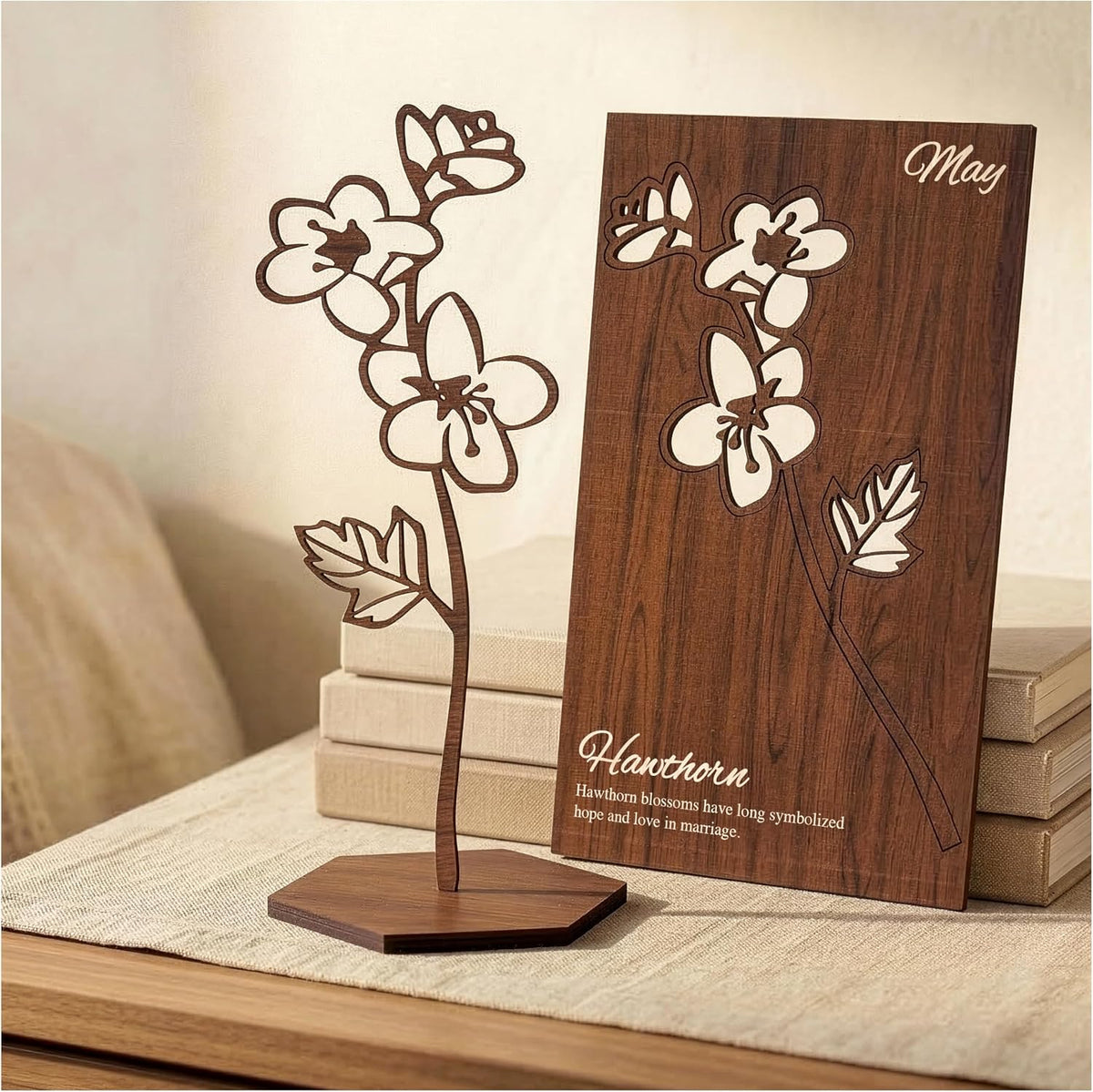 Birth Month Flower Wooden Decor, Grandma Mothers Day Gift for Mom Nana Gigi, Elegant Floral Home Decor, Birthday Christmas Gift