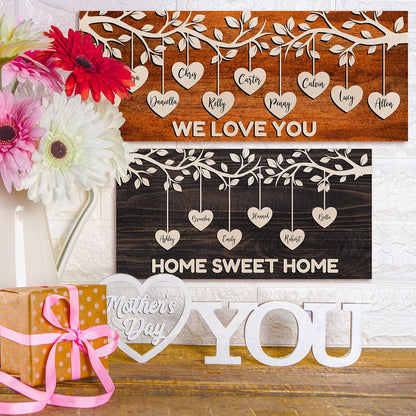 Personalized Family Tree Wood Sign with Names, Custom Best Mom Ever Gift