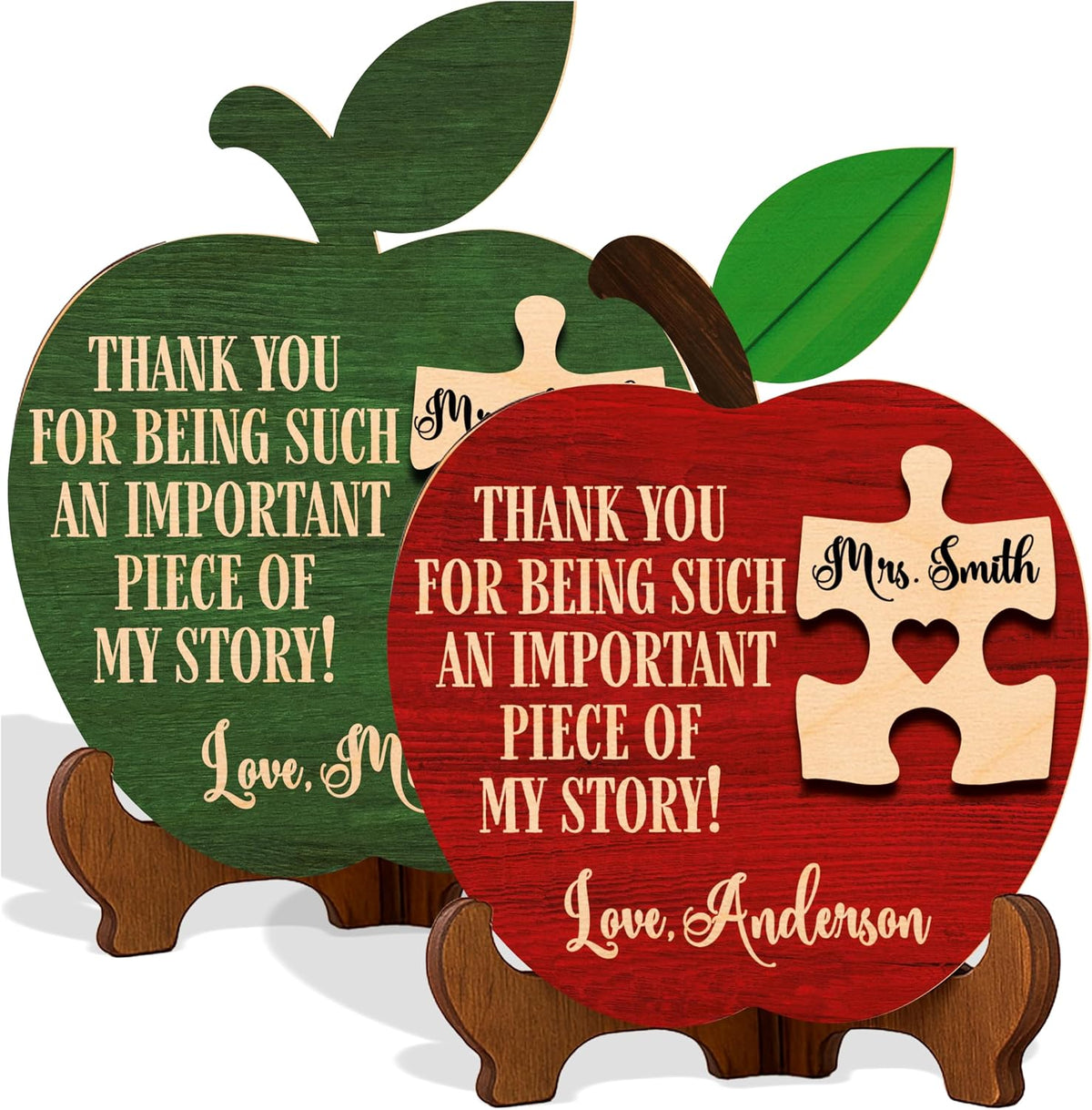 Personalized Teacher Apple Puzzle Sign with Name, Custom Thank You Gift
