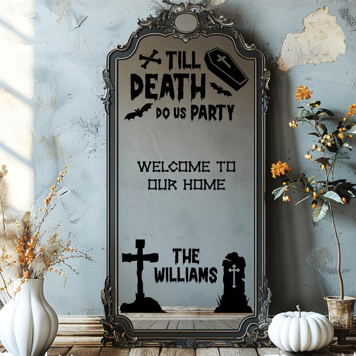 Personalized DIY Wedding Mirror Welcome Sign Decal - Custom Vinyl Sticker with Bride & Groom Names - Elegant Lettering for Bridal Shower, Reception Wall Decor, Event Signage