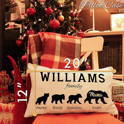 Personalized Lumbar Pillow 12x20 with Family Name, Custom Grandma Gift
