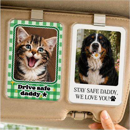 Personalized Car Visor Photo Clip – Custom Acrylic Picture Holder with Text, Gift for Dad, Mom, Husband, Wife, or Girlfriend
