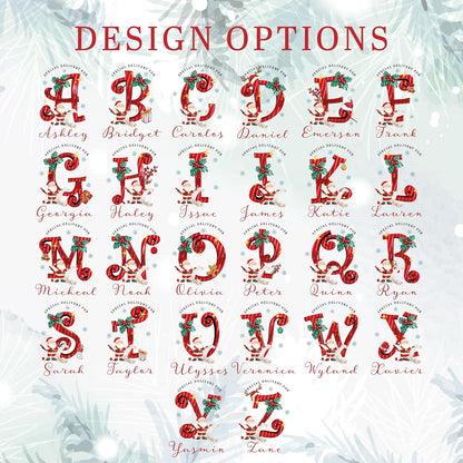 Christmas Name & Initial – Custom Ornament, Stocking & Santa Sack Options – Personalized Holiday Decor & Gift Bags