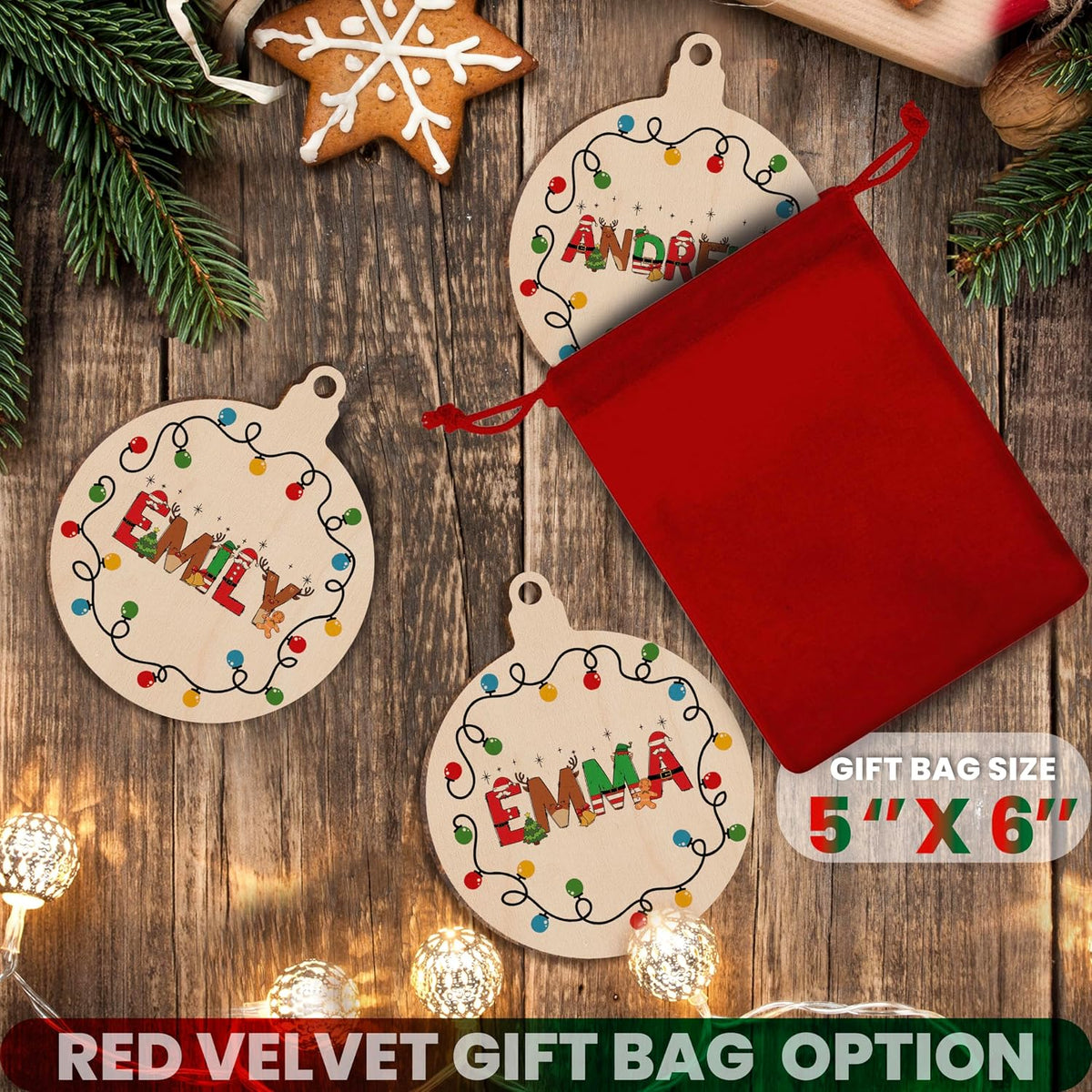 Personalized Christmas Ornament with Name, Custom Wooden Tag