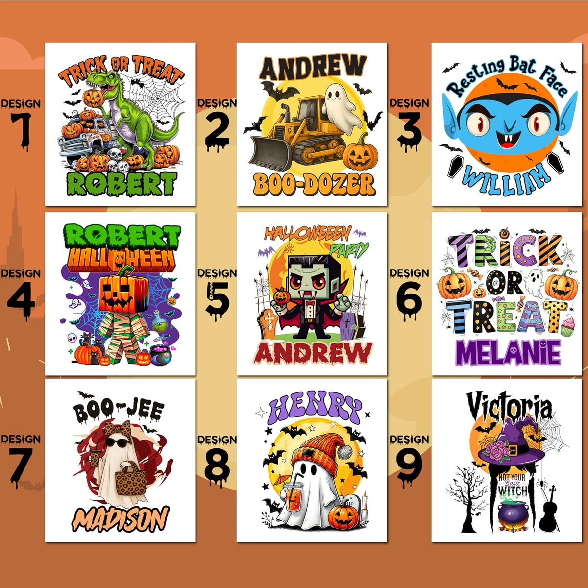 Zexpa Apparel Halloween Candy Treat Bags - Custom Trick Or Treat Goodie Totes for Kids - Funny Spooky, Pumpkin, Witch Themed Reusable Tote – Personalized Unique Halloween Decorations for Boys & Girls