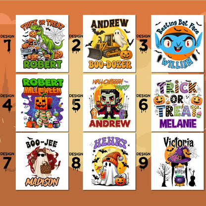 Zexpa Apparel Halloween Candy Treat Bags - Custom Trick Or Treat Goodie Totes for Kids - Funny Spooky, Pumpkin, Witch Themed Reusable Tote – Personalized Unique Halloween Decorations for Boys & Girls