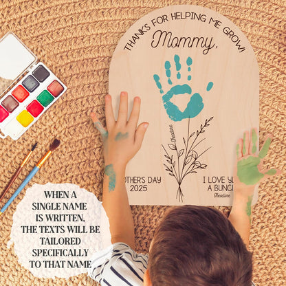 Personalized Handprint Wood Sign for Mom, Custom Mother's Day Keepsake Gift