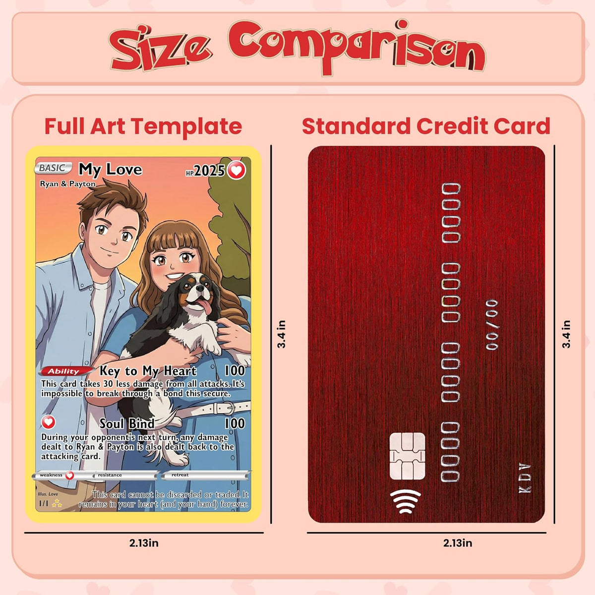 Custom Anime Couple Trading Card – Personalized Valentine’s Day Gift for Boyfriend Girlfriend Husband Wife – Funny Custom Love Card with Name Photo Ability Text – Wallet Size Keepsake