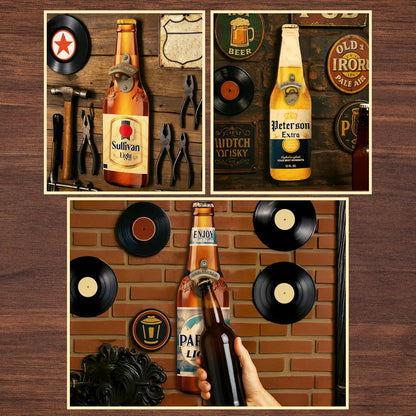Personalized Wall Mounted Bottle Opener Beer Sign Gift for Dad – Custom Beer Shape Bar & Home Decor Accessory with Name – Unique Father’s Day, Christmas Gift for Him – Rustic Man Cave Decor