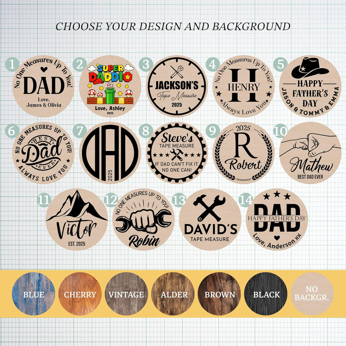 Personalized Tape Measure Gift for Dad – No One Measures Up Design with Custom Name – Funny Father’s Day or Birthday Gift from Kids, Daughter, Son – Unique Gift Idea for Husband, Grandpa, Papa